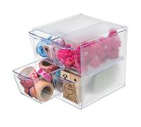 Deflecto Stackable Cube Organizer, Desk and Craft Organizer, 4 Drawers, Clear, Removable Drawers and Dividers, 6" W x 6" H x 7 1/8" D (350301CR)