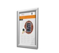 Deflecto TamperProof Snap Frame A4 with a 25mm profile Silver supplied with the tool for opening the frame.