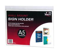 Deflecto Wall Mount Sign Holder A5 Durable Clear Plastic Top Loading Design