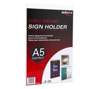 Deflecto Wall Mount Sign Holder A5 Durable Clear Plastic Top Loading Design