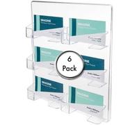 Deflecto Wall Mounted Business Card Holder - 6 Pocket Landscape - Pack of 6 - Clear