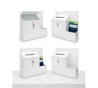 Deflecto White Suggestion Box with Leaflet Holder, Pack of 4, Lockable