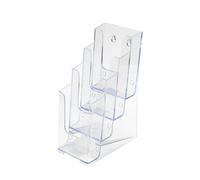deflect-o Literature Display Holder 4-Tier 4x1/3 A4 Wall/Desktop Transparent