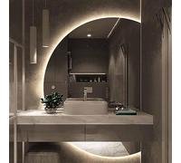 Defogging Bathroom Mirror - Large Half Circle Full Length Mirror with Backlit 3-Color Dimmable LED, Shatter-Proof Decorative Makeup Wall Mirror for Bedroom, Living Room, Entryway