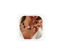 DEFOLUX Chunky Acrylic Beaded Necklace for WomenBoho Resin Bead Adjustable Choker Trendy Statement Party Jewelry Accessaries, One Size, Alloy Steel, No Gemstone