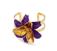 DEFOLUX Chunky Flower Cuff Bracelet for Women Large Gold Floral Open Bangle Adjustable Cuff Bracelet Statement Boho Jewelry, 8 UK, no gemstone