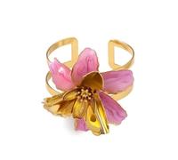 DEFOLUX Chunky Flower Cuff Bracelet for Women Large Gold Floral Open Bangle Adjustable Cuff Bracelet Statement Boho Jewelry, 8 UK, no gemstone