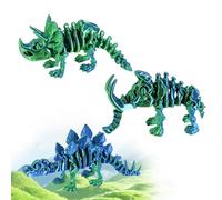 DEFORAGE 3Pcs 3D Printed Dinosaur, Articulated Stegosaurus Triceratops Mammoth - Mysterious Crystal Dinosaur Flexible Ornaments, for Autism ADHD, Birthday Gifts Desktop Home Decor