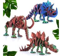 DEFORAGE 3pcs 3D Printed Dinosaur Skeleton Triceratops, Stegosaurus, 3D Dinosaur Tyrannosaurus Rex Decorative Model 3D Animal, Halloween, Home Decor, Holiday Adult Gifts
