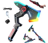 Deformable Mechanical Sword Axe,Battle Axe Transforming Science fiction Toy with Vibration Sound Effect,with 7Color Change LED Light-up Blades & Spray Mist Sound Effects,Cosplay Accessories (B)