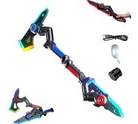 Deformable Mechanical Sword Axe,Battle Axe Transforming Science fiction Toy with Vibration Sound Effect,with 7Color Change LED Light-up Blades & Spray Mist Sound Effects,Cosplay Accessories B)
