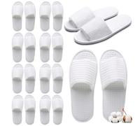 Defresit 10 Pairs of Hotel Slippers, Waffle Open Toe,Disposable Deluxe Open Toe Spa Slippers, Flat White House Shoes Washable and Foldable Winter Slipper s for Spa, Party Guest and Travel