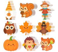 Defresit 160 PCS Fall Lollipop Paper Cards, Autumn Thanksgiving Candy Holders, Pumpkin Turkey Leaf Squirrel Chocolate Wrappers for Fall Party Favors, Halloween Thanksgiving School Treats