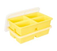 Defresit 2 Pack Extra Large Soup Containers for Freezing, Silicone Cube Soup Freezer Mould with Lid, Meal Prep Soup Storage Containers, Large Ice Cube Tray for Sauce, 4-Compartment Freezer Container