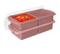 Defresit 2 Pack Silicone Freezer Tray With Lid-Soup Freezer Container molds for Freezing, Meal Prep Soup Storage Containers, Ice Cube Tray for Sauce, 2-Compartment Freezer Container,Pink