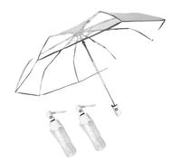 Defresit 2 Pcs Clear Umbrellas for Wedding, 38.6'' Folding Transparent Umbrella, Compact Travel Umbrella, Portable Folding Umbrellas for Woman Men Bride Bridesmaid Party