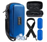 Defresit 24h Insulin Cooler Travel Case - TSA Approved Medication Diabetic Cooler for Travel with Thermometer Temperature Display Refrigerated Medicine Organizer Bag with 2 Ice Pack Blue