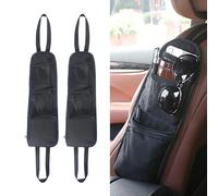 Defresit Car Organisers, 2 Pcs Car Seat Side Storage Bag with 3 Pockets, Front Seat Mesh Hanging Bag for Auto Small Items, Durable Drink Holder Storage Pockets Fit for All Vehicles