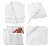 Defresit Waffle Dressing Gown Women,Bath Fashions Unisex Bathrobe Lightweight Textured Waffle Robe - Soft Hotel Dressing Gown, Kimono(SIZE L)