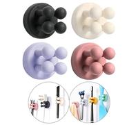 Defrko Silicone Toothbrush Holders - 4 Pcs Razor Hooks Adhesive Wall Mounted for Hanging Towel Key Plug Cable, Utility Decor Stick to Dorm Room Essentials Function for Kitchen Bathroom Home Office
