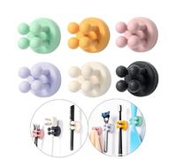 Defrko Silicone Toothbrush Holders - 6 Pcs Razor Hooks Adhesive Wall Mounted for Hanging Towel Key Plug Cable, Utility Decoration Hook Stick to Dorm Room Door Function for Kitchen Bathroom Home Office
