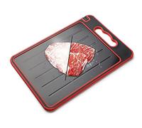 Defrost Tray 4-in-1 Chopping Board with Spice Grater and Knife Sharpener Kitchen Gadget (Black + Red)
