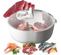 Defrosting Tray, Fast Thawing Plate Board with Dual-Layer Draining Basket, Airtight Food Preservation for Frozen Meat, Chicken, Fish, Steak