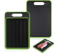 Defrosting Tray for Frozen Meat, 4 in 1 Miracle Melt Defrosting Board, Double Sided Defrosting Tray Chopping Board with Grater, Sharpener, Fast Thawing of Frozen Food & Meat, Kitchen Mat (Large)