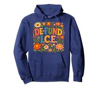 Defund ICE Floral Folk Art Immigration Justice Design Pullover Hoodie