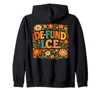 Defund ICE Floral Folk Art Immigration Justice Design Zip Hoodie