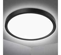 Defurhome Bathroom Ceiling Light,24W 2200LM,150W Equivalent, 5000K Daylight White,Waterproof IP54,Dome Modern Flush Ceiling Light for,Kitchen,Porch,Bulkhead,Bedroom,Utility Room, Ø30CM(Black)