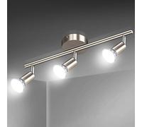 Defurhome LED Ceiling Light Rotatable, 3 Way Adjustable Modern Ceiling Spotlights(Matte Nickel) for Kitchen, Living Room, Bedroom, Including 3 x 4 W GU10 Led Bulbs(450LM, Cool White)