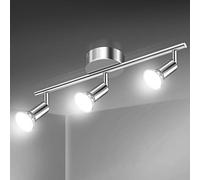 Defurhome LED Ceiling Light Rotatable, 3 Way Adjustable Modern Ceiling Spotlights(White Chrome) for Kitchen, Living Room, Bedroom, Including 3 x 4 W GU10 Led Bulbs(450LM, Cool White)