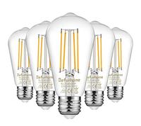 Defurhome ST58 E27 6W LED Edison Light Bulbs 60W Equivalent, Daylight White 5000K, Not Dimmable, Clear Glass, E27 Base Lamp for Home, Restaurant, Reading Room, Pack of 5