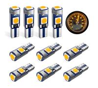 Defvnsy 286 T5 LED Bulb W1.2W 12V Interior Lighting for Indicators Amber | 3SMD 3030 LED Car Bulbs for Dashboard Instrument Panel Lights, Gauge Cluster Indicator Light, Dome Map Trunk Lamp, 10-Pack