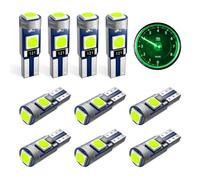 Defvnsy 286 T5 W3W LED Bulb 12V for Instrument Panel Dashboard Light -Green | 3-SMD 5050 Chips, W1.2W Car Bulbs for Gauge Cluster Door Ajar Warning HVAC Switch Illumination Interior Light, 10-Pack