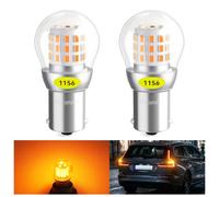 Defvnsy 382 P21W LED Car Bulbs, 1156 BA15S Indicator Bulb Amber - 2 Packs | 12V-24V, Non-polarity, 3014 39SMD for 1141 1003 7506 1073, Orange Light Bulb for Turn Signal Reverse DRL Tail Parking Lights