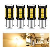 Defvnsy 4 X BA15S 1156 LED Bulbs, 3000K Warm White P21W 1141 Super Bright 12V 5730 33-SMD Upgrade Replacement for Interior RV Camper Bulbs Reverse Lights