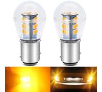 Defvnsy - Pack of 2 - Amber/Yellow 1157 BAY15D 2057 2357 7528 Extremely Bright LED Light 2835 33-SMD Bulbs For Turn Signal Lights Tail Blinker Side Marker Bulbs 10-30V-DC