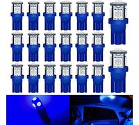 Defvnsy T10 W5W 194 168 501 LED Bulb, 12V Blue Interior Bulb Light for Dome Lights, License Plate, Dashboard, Door, Map, Trunk, Reading, 5050 5SMD Bulbs Replacement (20-Pack)