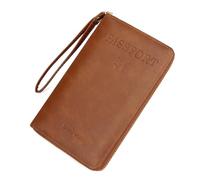 defway Passport Holder Travel Wallet - RFID Blocking Passport Holder Card Slots, PU Leather Travel Wallet Cover, Organizer for Documents, Brown, Casual