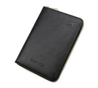 defway Passport Holder Travel Wallet - RFID Blocking Passport Holder Wallet, Full Zip Travel Card Cover with RFID Protection, Multi Slot Organizer for Cards Cash Documents Travel Essentials, A-Black
