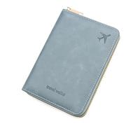 defway Passport Holder Travel Wallet - RFID Blocking Passport Holder Wallet, Full Zip Travel Card Cover with RFID Protection, Multi Slot Organizer for Cards Cash Documents, Blue, Casual