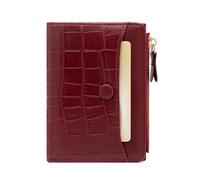 defway Small Card Wallet for Women - Slim Small Women's Wallet, PVC Leather, Compact, 6 Card Slots, ID Window, Zippered Coin Pocket, Gift, Red, Casual