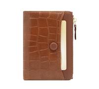 defway Small Card Wallet for Women - Slim Small Women's Wallet, PVC Leather, Compact, 6 Card Slots, ID Window, Zippered Coin Pocket, Gift, Brown, Casual