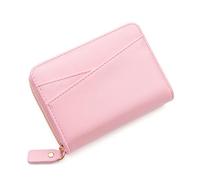 defway Small Card Wallet for Women - Small Wallet for Women, 14 Card Slots & Zippered Coin Pocket, PU Leather Compact Purse, Gift Organizer, Pink, Casual