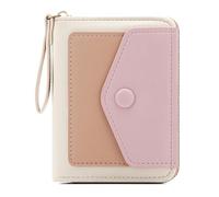 defway Small Card Wallet for Women - Small Women Wallet, Card Holder with Ring Strap, PU Leather Compact Purse, Multi-Slot Organizer for Daily Use, Gift for Her, Pink, Casual