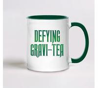 Defying Gravi-Tea Wicked Them Mug, 11oz, White with Green Interior and Handle