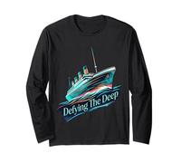 Defying The Deep Watercolor Ocean Liner Vintage Ship 1912 Long Sleeve T-Shirt