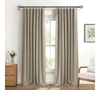 DEFYNEE 100% Blackout Curtains 2 Panels, W50 xL90, FauxLinen Curtains | Faux Linen, Thermal Insulated, 4 Hanging Options, Fits Poles & Tracks, Bedroom & Living Room, 20 Clips Included.